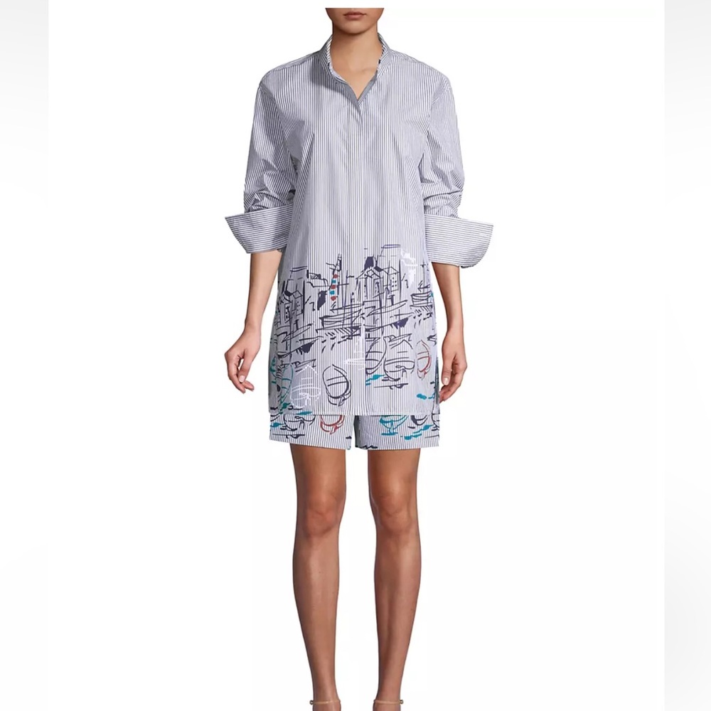 Lafayette 148 New York
Kehlani Stripe & Abstract Print Blouse Shirt